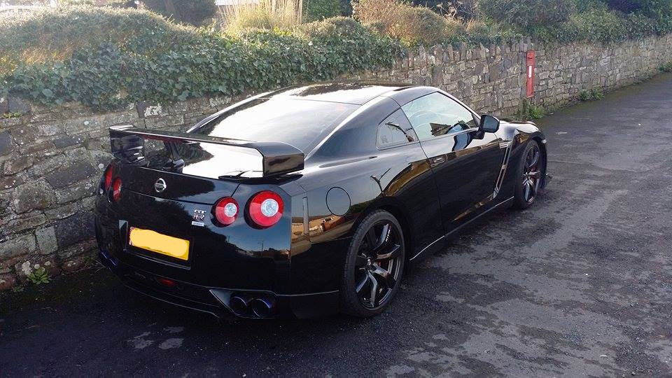 Headlight and tail light tinting on Nissan GTR in Barnstaple. Work done by Tinting Express Ltd