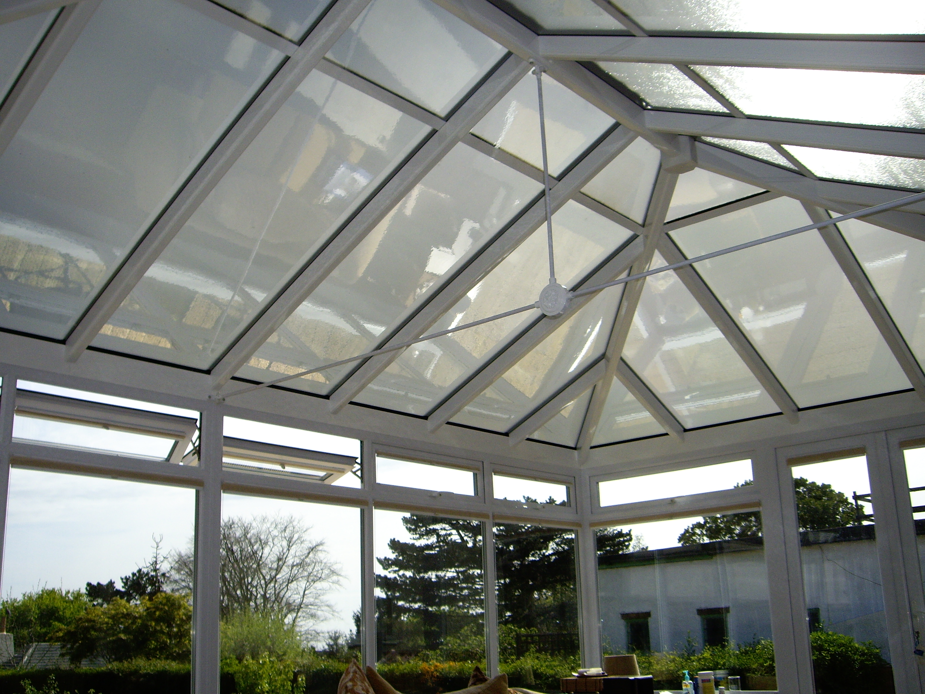 Neutral 30 solar window film applied to frost roof glass in conservatory in Worthing by Tinting Express Ltd