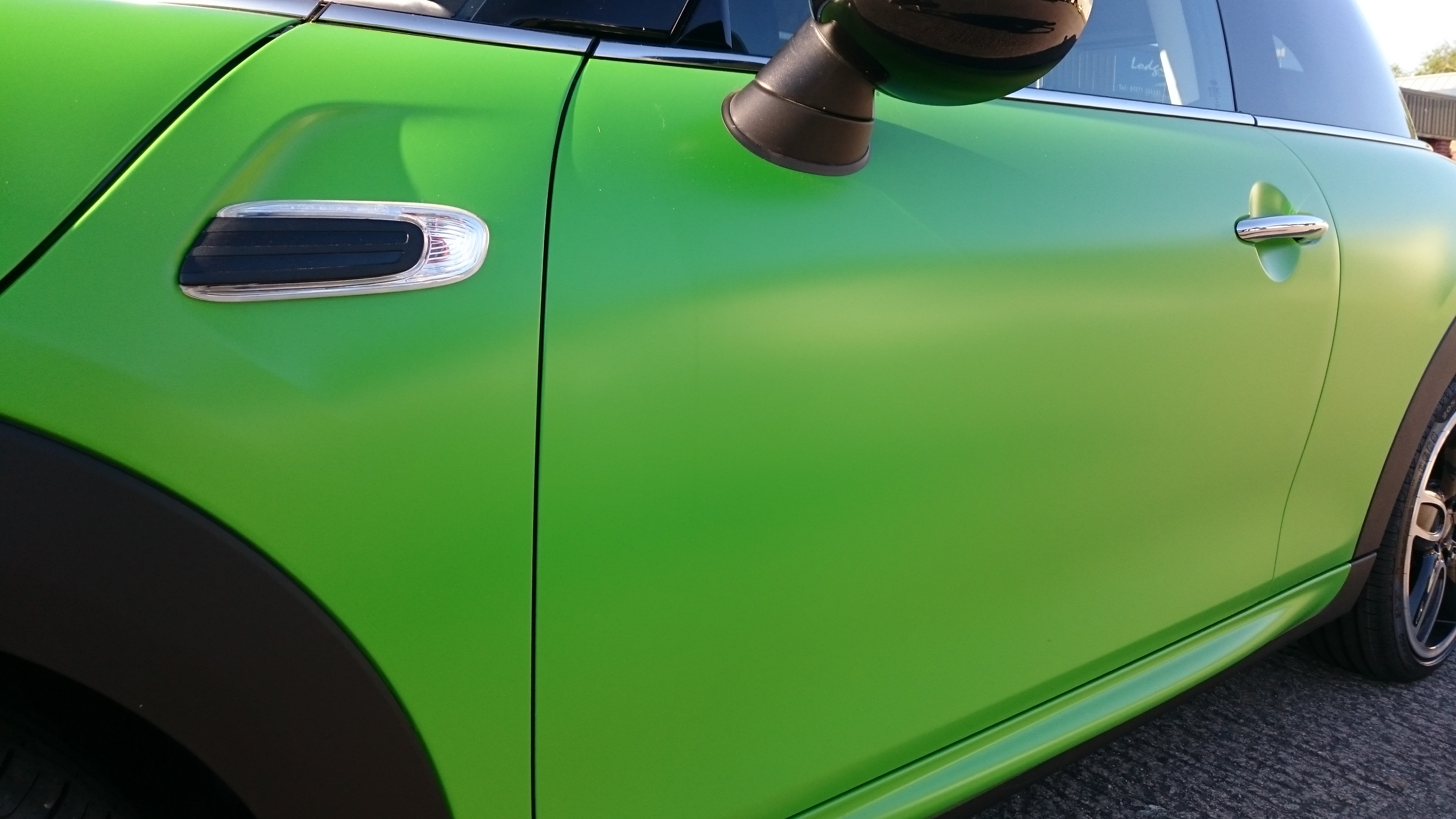 Mini Copper Satin Apple Green vinyl car wrap by Tinting Express Ltd Barnstaple Devon