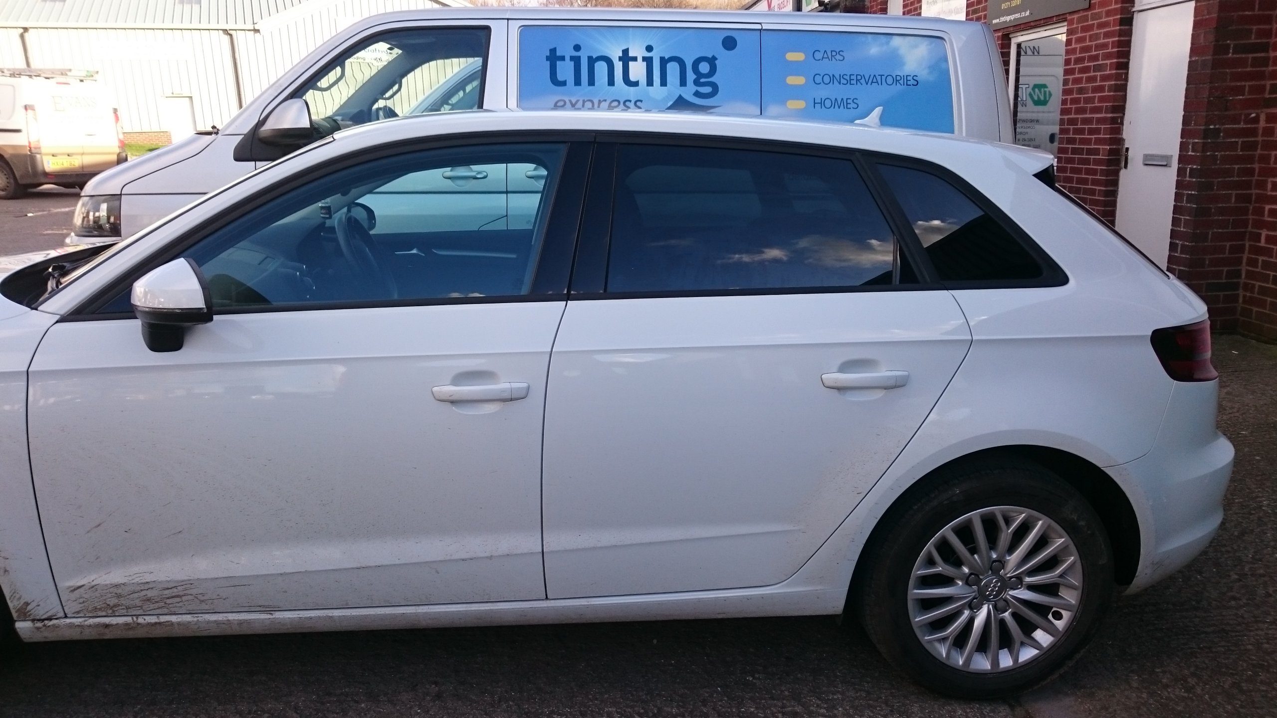 Audi A3 five door hatchback tinted with Llumar ATC 20 automotive window film. Tinting Express Barnstaple's number one window tinting company