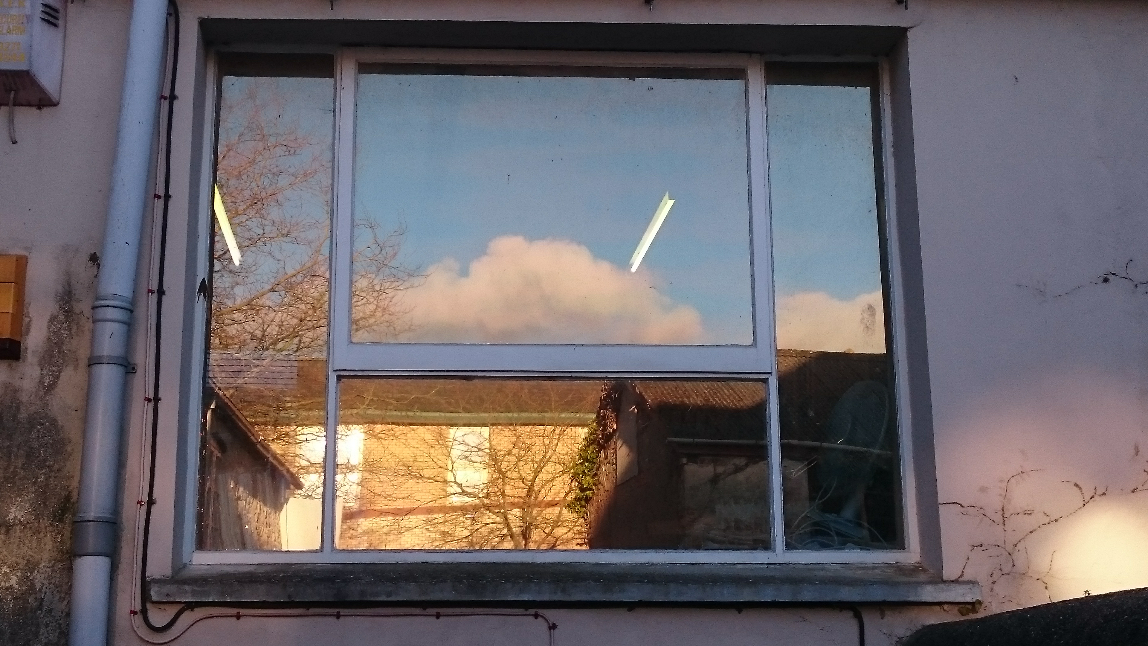Neutral 50 Low E solar window film applied to a single glazed office window in Barnstaple Devon by Tinting Express Ltd, Barnstaple