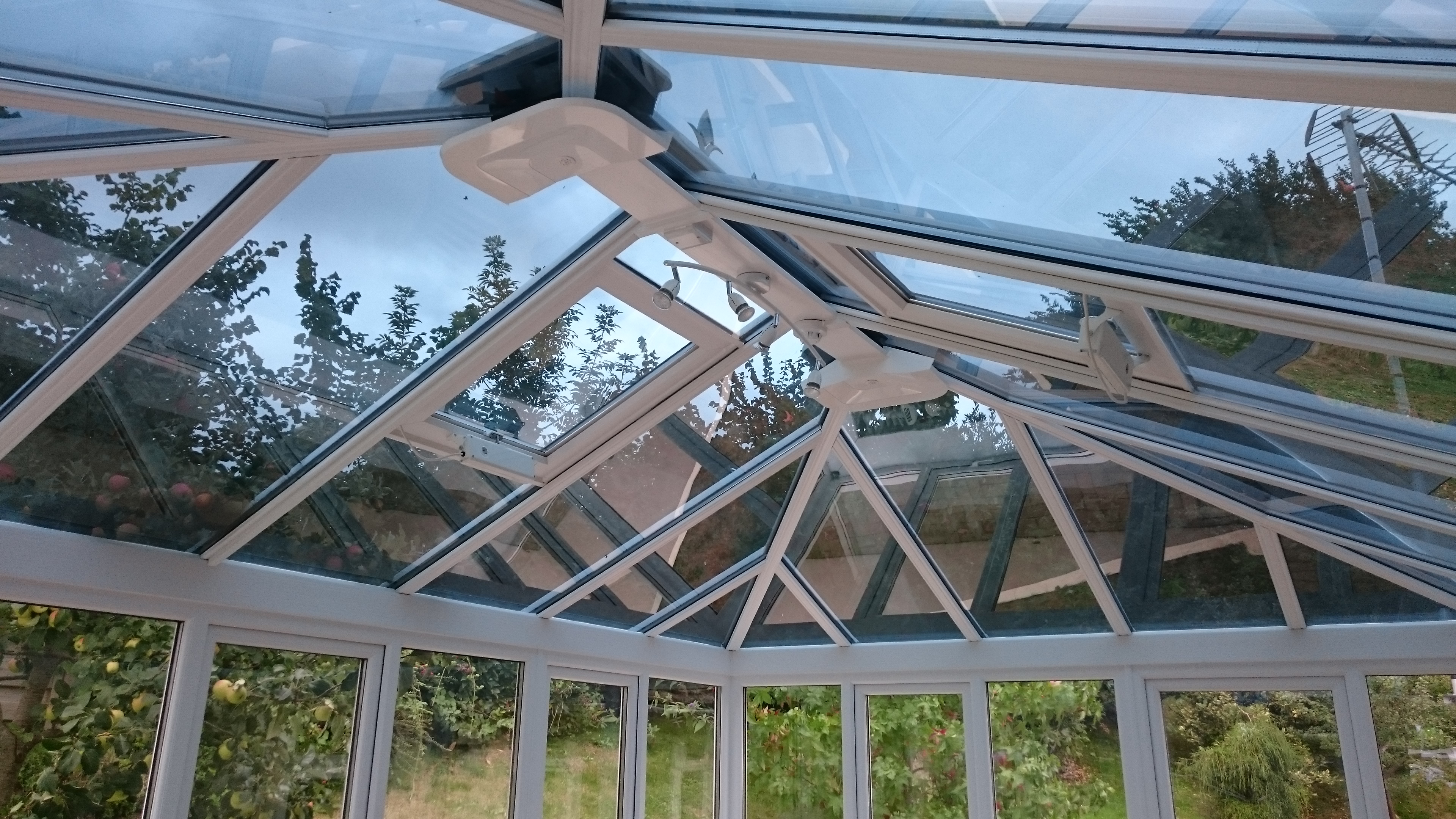 Conservatory roof about to have window film applied to keep the glare and heat levels down. Tinting Express Barnstaple