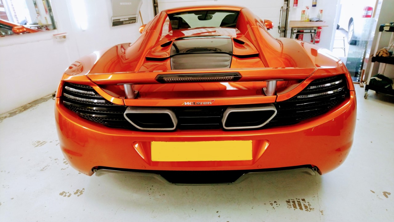 McLaren MP4-12C with paint protection film applied by Tinting Express Devon