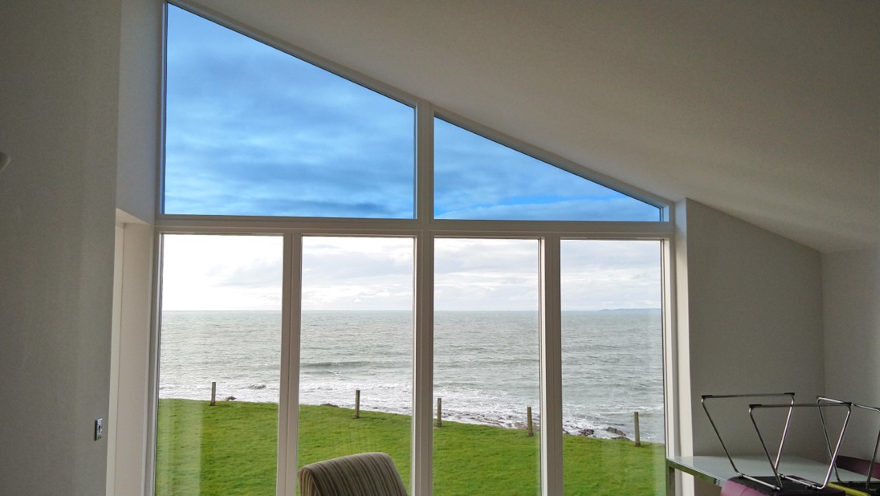 Low Mirror Blue - Light Glare Reduction Film - Gable Window - Thurlestone, South Devon Apartment - Fitted by Tinting Express Ltd